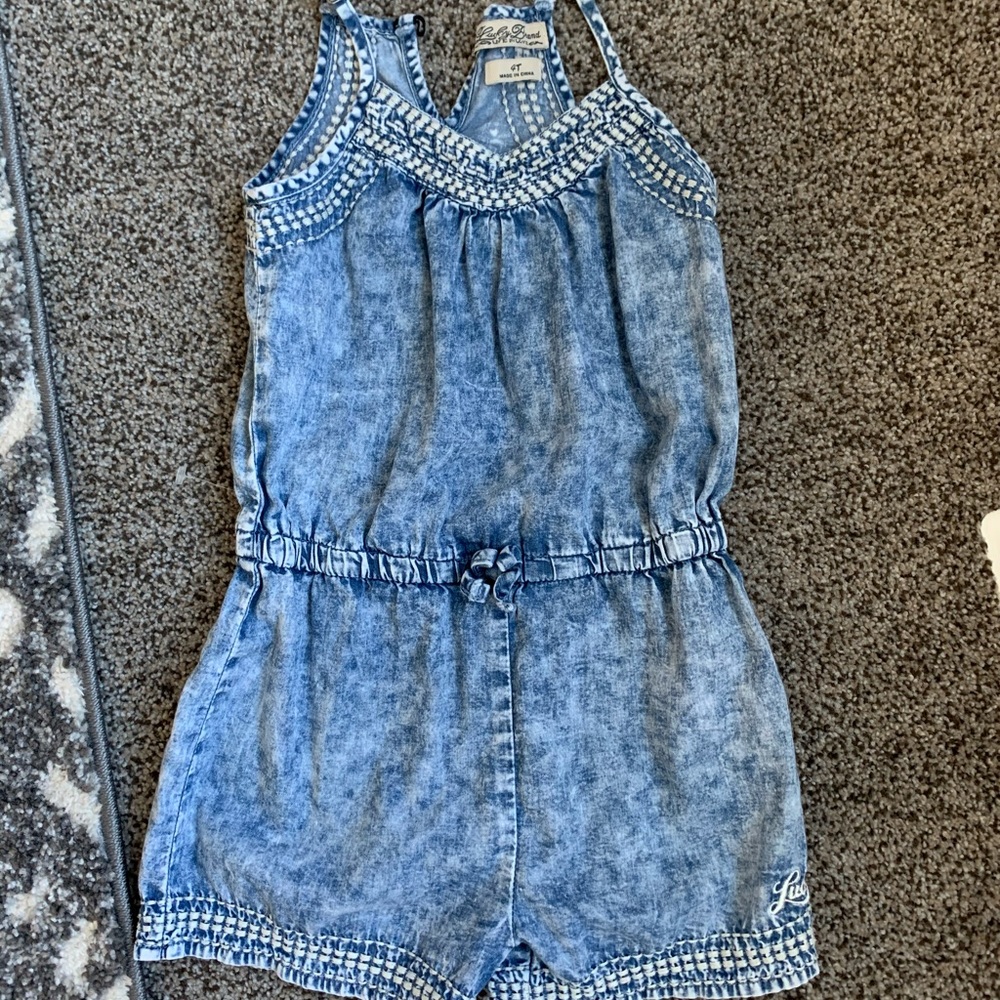 LUCKY BRAND 4t denim jumper romper shorts xsmall